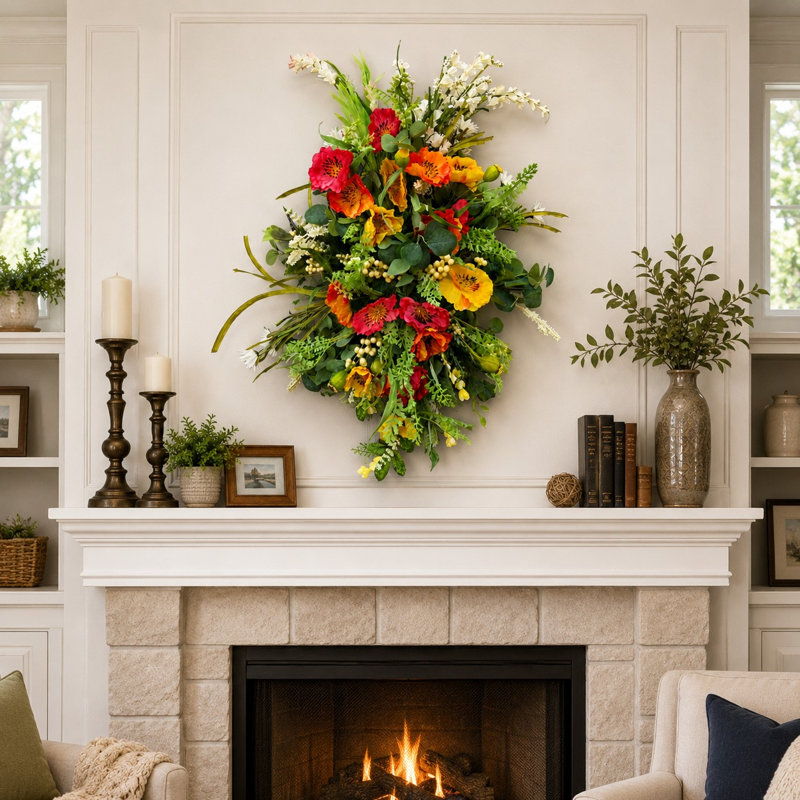 Décoration murale couronne de fleurs 28 po Art déco