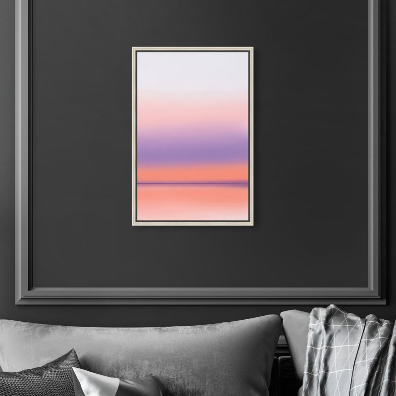 Peach Coastline Print by Oliver Gal, 46"H x 31"W, Silver Floater Frame