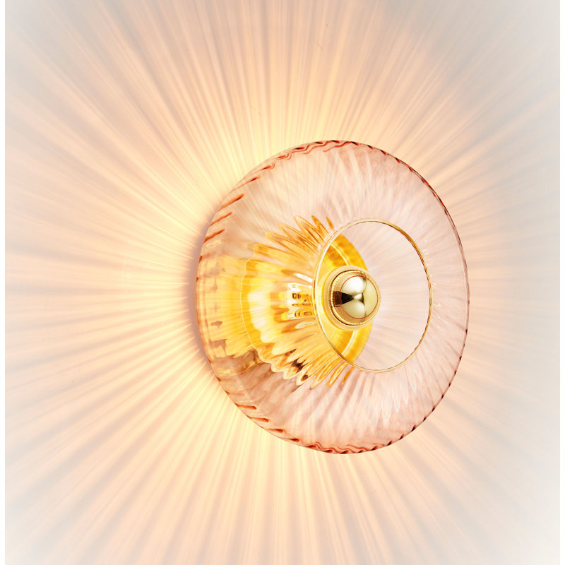 New Wave 1 - Light Flush Mounted Sconce, 10" H x 10'' W x 7'' D, No, Pink
