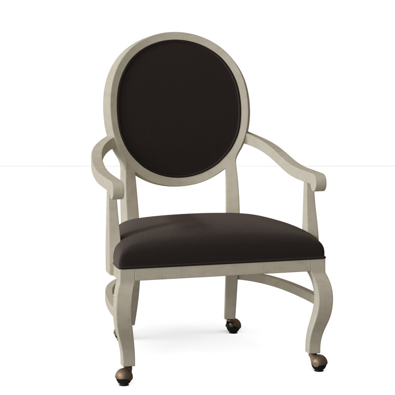 Oakland Upholstered King Louis Back Arm Chair, 9953 Mink, Charcoal