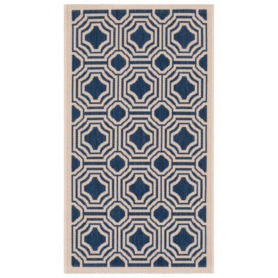 Tapis intérieur / extérieur bleu marine / beige Arneshia