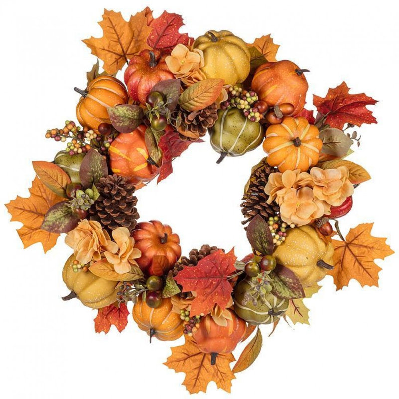 Large Pumpkin & Pinecone Wreath