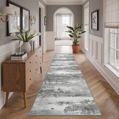 Pavelina Abstract Performance Gray Machine Washable Area Rug
