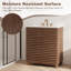 Meuble-lavabo de salle de bain en MDF de 76 cm (30 po) avec lavabo en céramique, meuble autoportant avec portes cannelées et rangement-1290235985