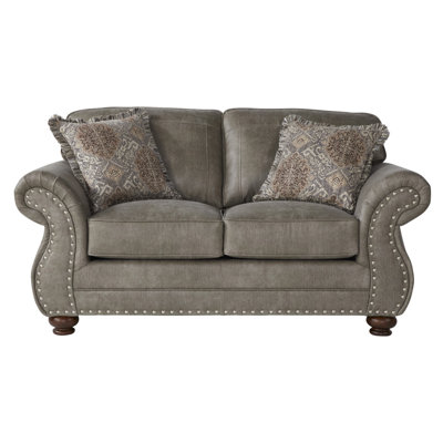 Modern Sofa Faux Leather Upholstered Nailhead Loveseat
