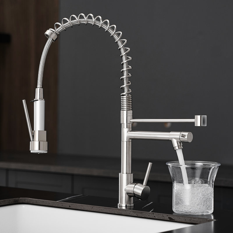 Stainless Steel Kitchen Sink Faucet, Pull Down , Brushed Nickel Plating, Hassle- Maintenance Mixer Nickel, Use