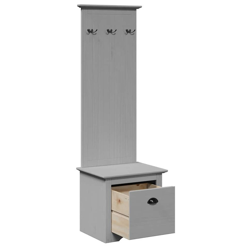 Hallway Cabinet With Hooks BODO 50X40x157 Cm, Grey