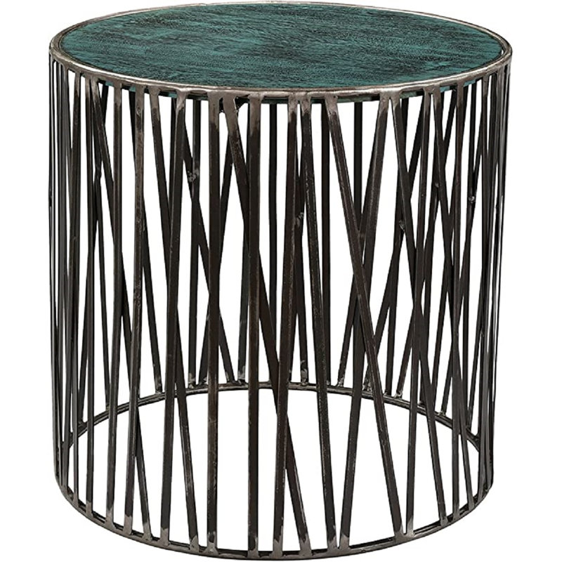 Round End Table with Metal Frame, 22x22x22