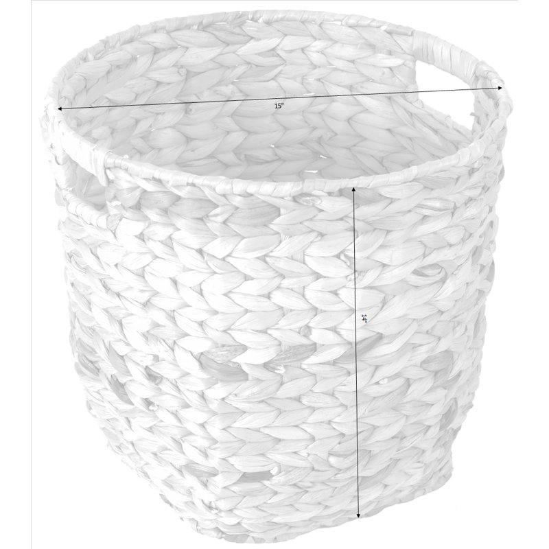 Large Round Handwoven Water Hyacinth Wicker Basket with Handles