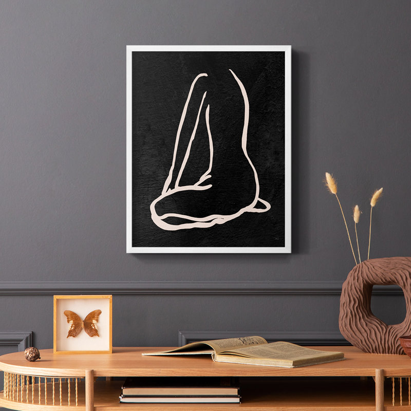 Figurine en noir II, reproduction encadrée - bois massif, Blanc, H 20 po x l 16 po