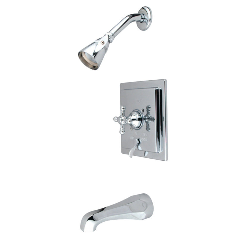 Robinet de baignoire et douche à pression équilibrée à poignée simple Kingston Brass English Vintage, Chrome poli