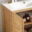 Meuble-lavabo antique de 30 po avec lavabo en céramique, meuble-lavabo moderne Mid-Century avec 2 portes à fermeture en douceur et grand espace de rangement, ensemble de meuble-lavabo simple autoportant rétro