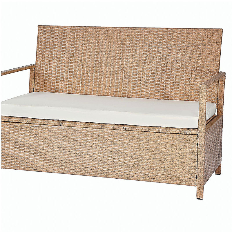 Outdoor Storage Bench PE Rattan 70Gal Deck Box Waterproof Outdoor Seat & Storage