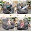 Pouf poire en velours côtelé pour enfants, motif ours fraise - Canapé de sol léger et portable pour lire, jouer et faire la sieste - Soutien doux et confortable - Gris pâle 58 x 58 x 53 cm (23 x 23 x 21 pouces)-1268148030