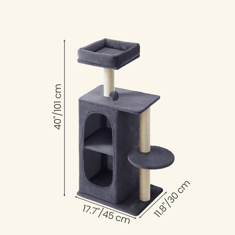 101cm H Cat Tree, Dark Grey