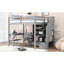 Lit mezzanine double avec bureau en L, tiroirs, armoire et bureau pour escalier en option-588223714