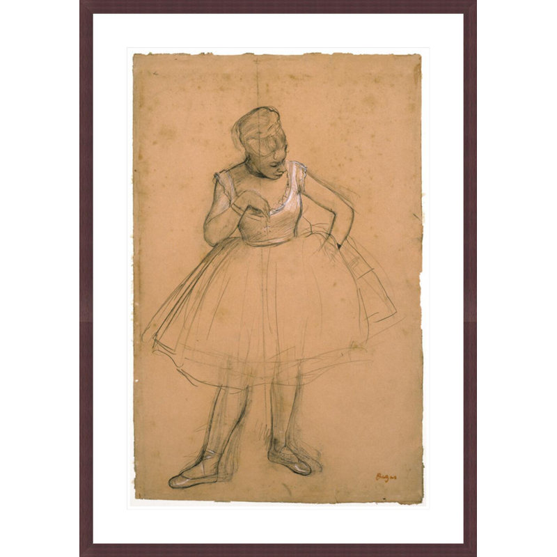 Danseuse de ballet ajustant son costume par Edgar Degas, impression giclée encadrée, H 41,5 po x l 29,61 po