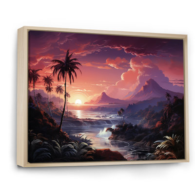 «Abstract Hawaii Palm Tree Sunset I», reproduction sur toile