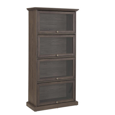 Four-tier glass display cabinet 4-tier glass display cabinet with flip-top glass door