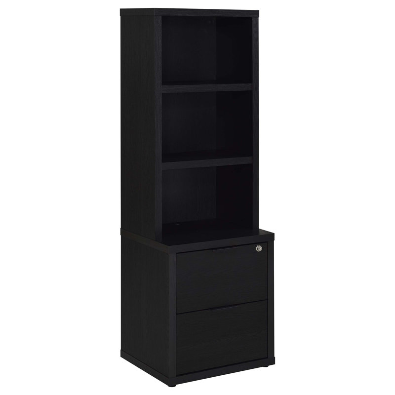 Bibliothèque à 3 tablettes USB et tiroir verrouillable, Noir