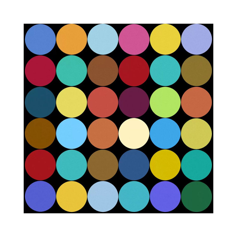 Modern Art- Dots Nine Colors by 5by5collective - Wrapped Canvas Print, 30.48 cm H x 30.48 cm W