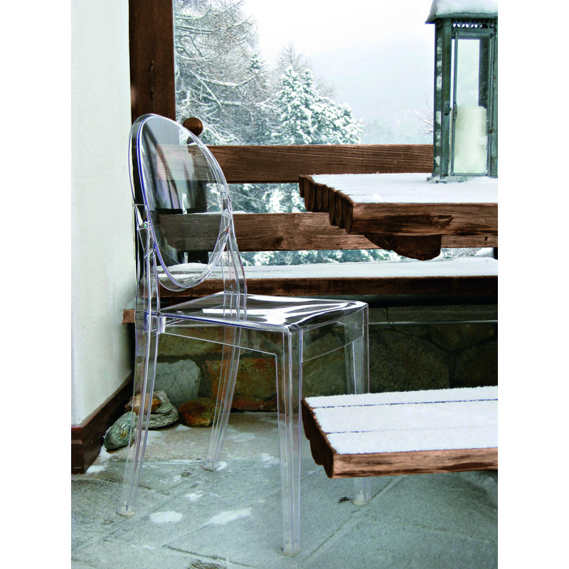 Ghost Outdoor Dining Side Chair, Transparent Crystal Clear