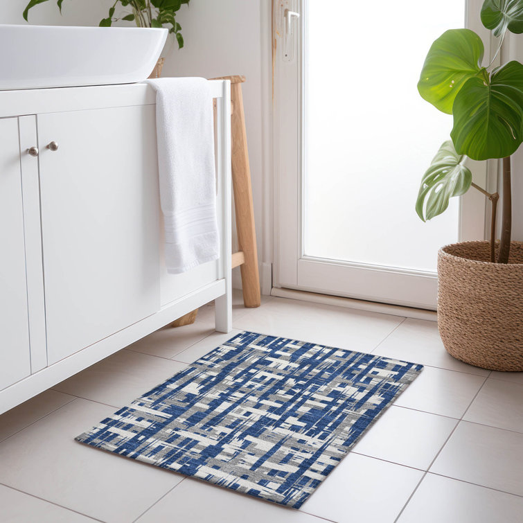 Machine Washable Indoor/Outdoor Chantille Navy Rug