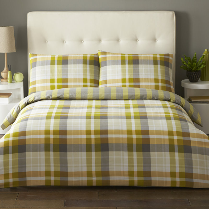 Willems Plaid Duvet Cover with Pillowcases, Single - 1 Standard Pillowcase, Teal