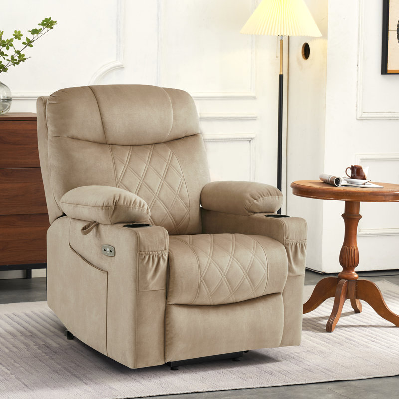 Small Dual Motor Power Recliner Lift Chair with Massage and Dual Heating, Adjustable Headrest, Extended Footrest, Fabric Upholstered