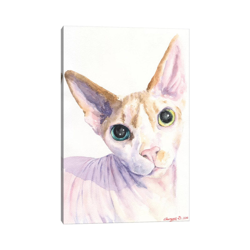 Sphynx Cat by George Dyachenko - Wrapped Canvas Painting, 66.04 cm H x 45.72 cm W x 1.91 cm D