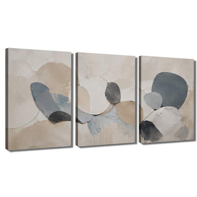 3 panneaux muraux formes abstraites géométriques abstraites sur toile tendue, 20 * 30 pouces * 3