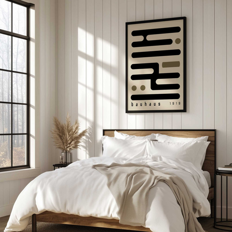 Impression monochrome de courbes de Bauhaus, Cadre photo noir simple, H 11 po x l 9 po, Bauhaus Revolution optique