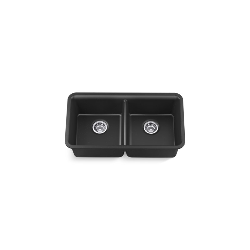 Gunnison 33.5'' L Double Basin Kitchen Sink, Black