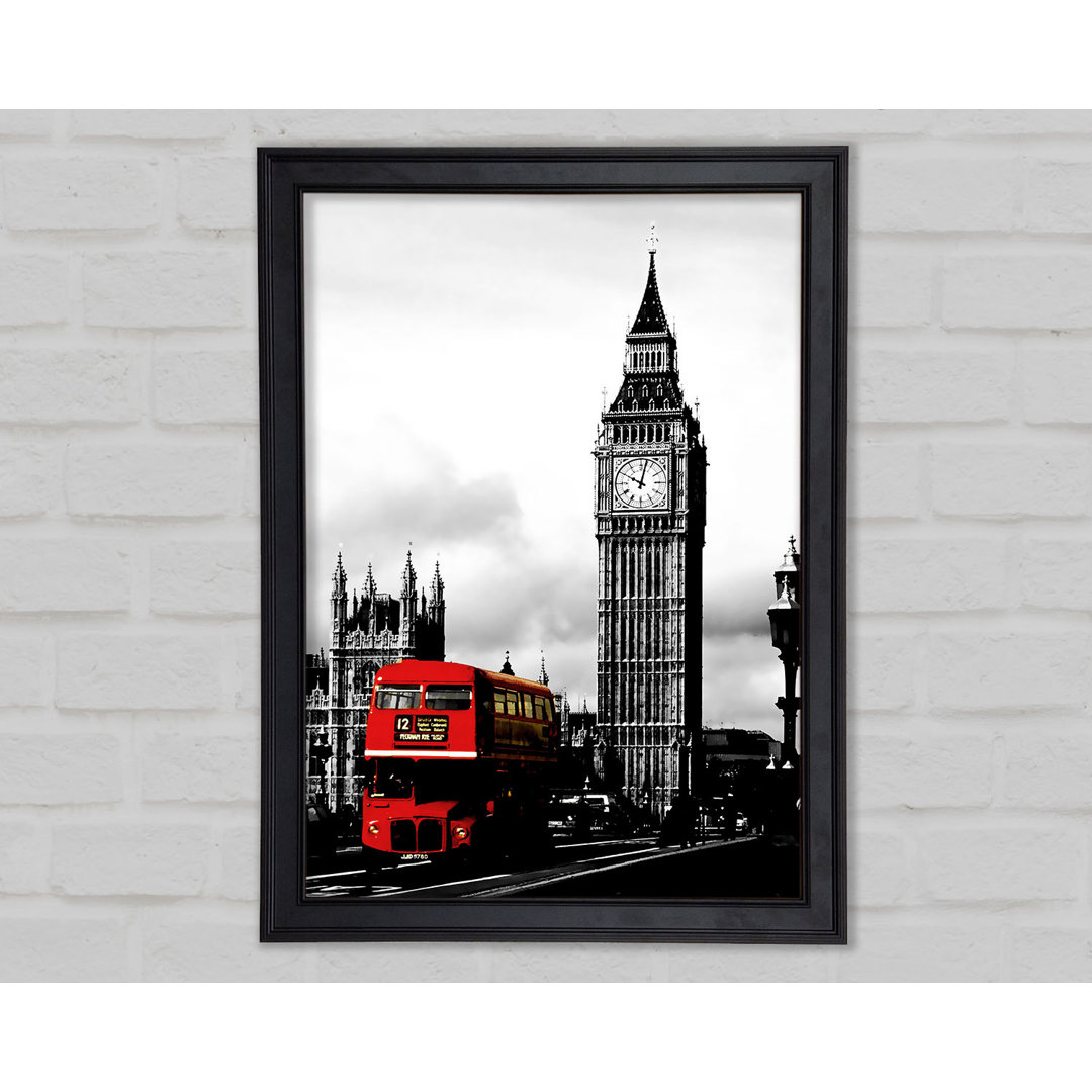 London Big Ben Roter Bus B N W - Druck