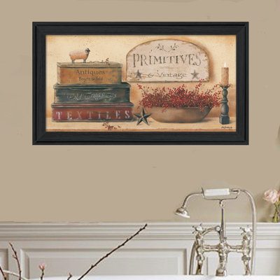 Primitifs et art mural vintage encadré pour le salon et la maison par Pam Britton