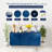 Modern Sideboard Buffet Cabinet With Storage, 47'' Navy Blue Credenza Gold Handles With 3 Doors And 1 Drawers, Wooden Kitchen Coffee Bar Cabinet For Living Room Farmhouse, Hallway