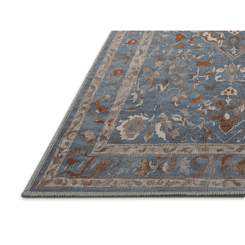 Machine Washable Gray Area Rug, Square 4'