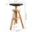 Hiltrun 18.9"-25.2"H Solid Hardwood Swivel Adjustable Height Counter Stool, Natural Base with Black Top-304327218