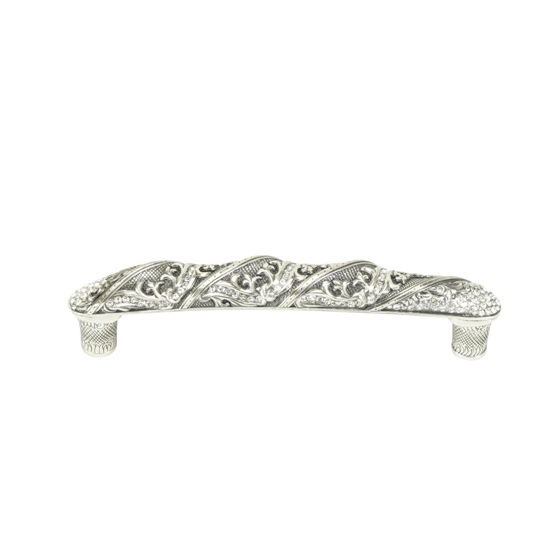 PORTLAND 5" C TO C PULL; DECORATED WITH SWAROVSKI® CRYSTALS; BURNISHED SILVER