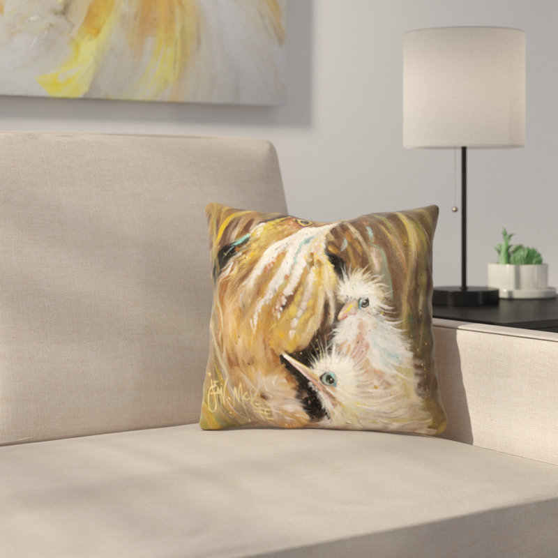 Coussin intérieur/extérieur brun, H 14 po x l 14 po x P 4 po