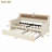 Daybed Frame With Trundle And Two Armrests, Upholstered Daybed With Charging Station And LED Lights-1877249095