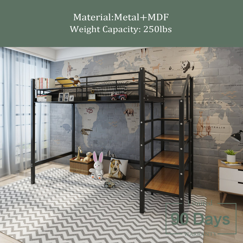 Lit mezzanine pour enfants Imalay, Simple, Noir / brun