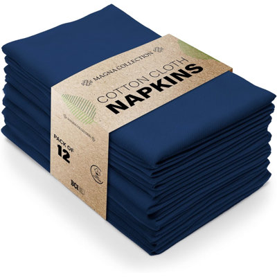 Cotton Cloth Napkins – Set of 12 (46cm x 46cm) – 100% Cotton – Hotel Quality, Soft, Durable, and Reusable – Ideal for Dining, Weddings, Events & Everyday Use