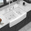 Évier de cuisine blanc en porcelaine blanche 33 x 21 x 10 po à double cuve en céramique 60/40