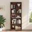 Bibliothèque de 71 po de hauteur avec armoire de rangement cachée, bibliothèque de bureau à domicile Mid-Century avec tablettes réglables-2069424029