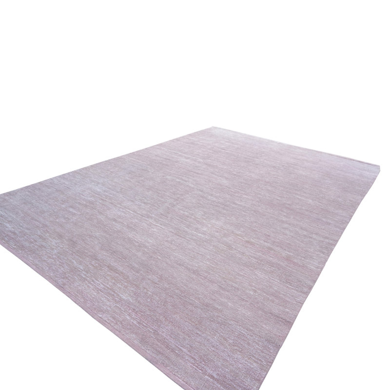 Solid Wool Saree Silk Blend Rug, Rectangle 6' x 9', White