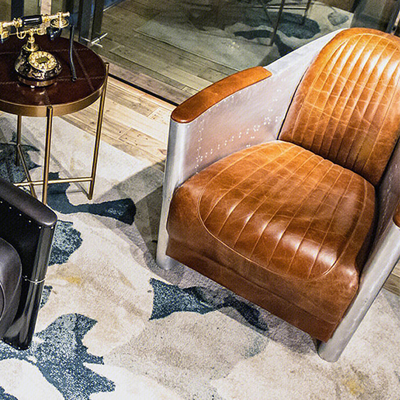 Industrial Style Creative Rivets Leisure Chair Faux Leather Armchair, Brown Faux Leather