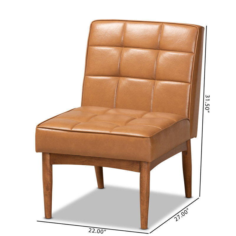 Faux Leather Upholstered Side Chair, Tan