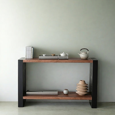Console Mid-Century moderne en bois massif
