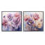 Fleurs sauvages roses fantaisistes - ensemble de 2 collages carrés botaniques abstraits-392735029-392735028
